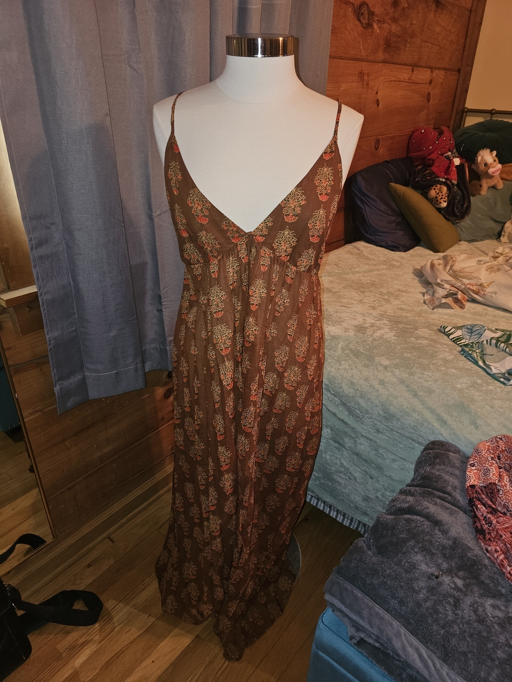 Auguste The Label Brown Floral Spaghetti Strap Maxi Dress